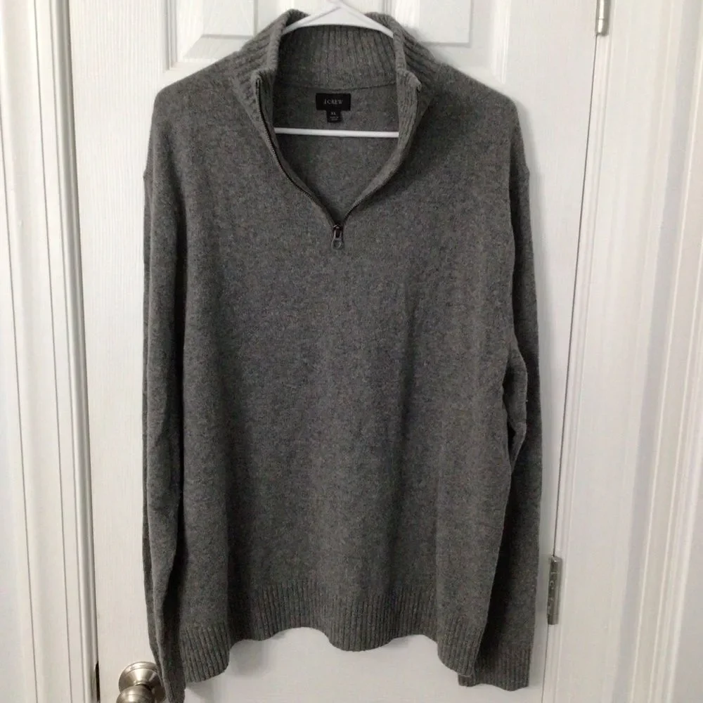 J.Crew Men’s Gray Merino Wool Blend Half-Zip Sweater - Size XL